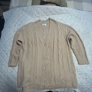 Old Navy Beige Cable-Knit Button Cardigan